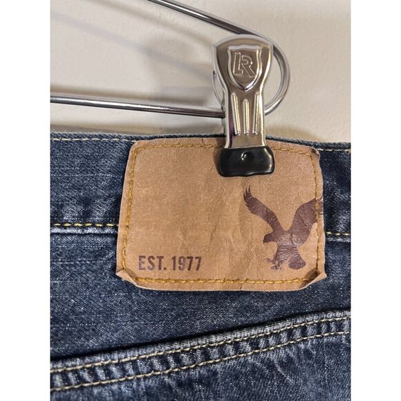 American Eagle Jean Men 36 Blue Dark Wash Loose Preppy Straight Leg Western Y2K - Picture 4 of 13